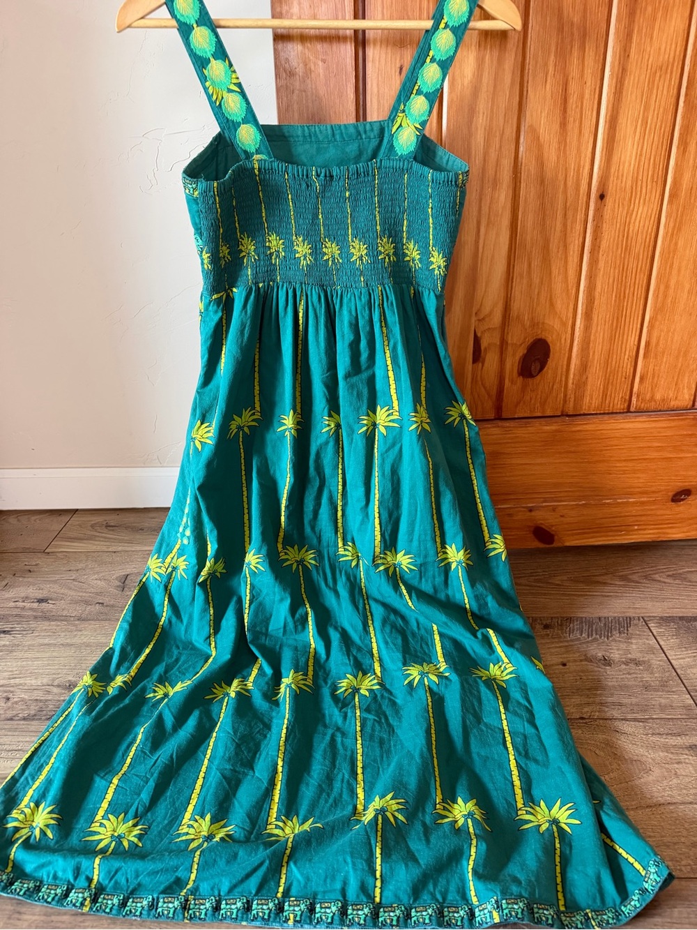 Nimo With Love Organic Cotton Embroidered Dress Green Palm Elephant S - Picture 10 of 12
